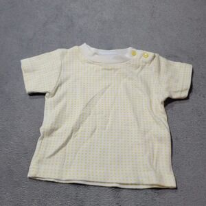 Le Top T-Shirt Unisex 3M Yellow White Grid Snap Shoulder Combed Cotton Tee